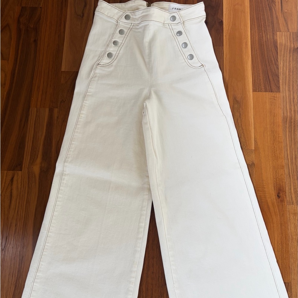 Frame Sailor Wide Leg High Rise Button Front pants 25 NWOT
